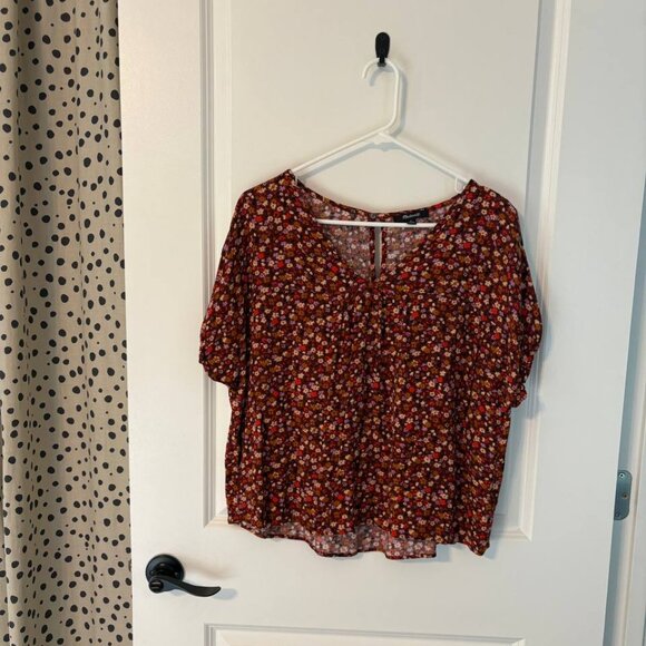 Madewell Floral V-Neck Keyhole Top Women's Medium - Picture 2 of 7